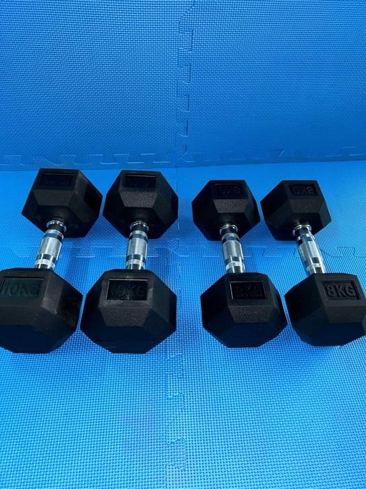 Set Gantere Hexagonale 36kg: 2 x 10 kg + 2 x 8 kg