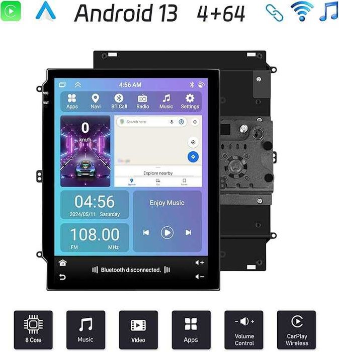 CAMECHO Radio 4+64G 8-Core 9.7 Inch Android 13 Autoradio pentru Ford Ranger PX 2011-2015