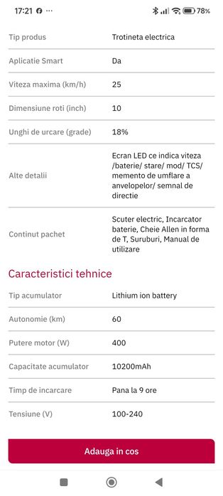 Trotineta     electrică Xiaomi scuter 5