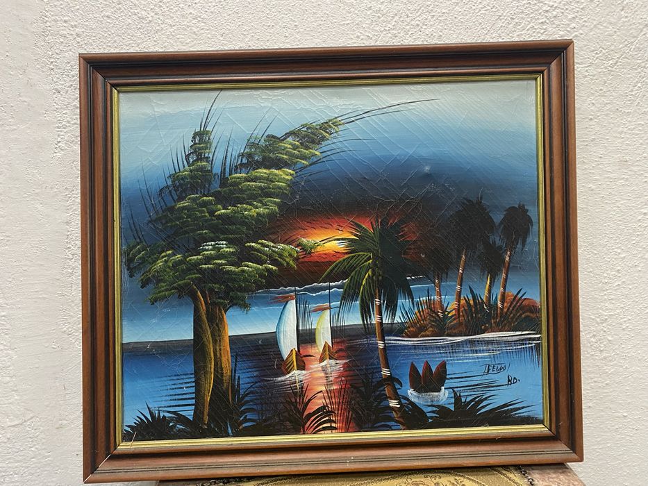 Стара френска картина маслено платно