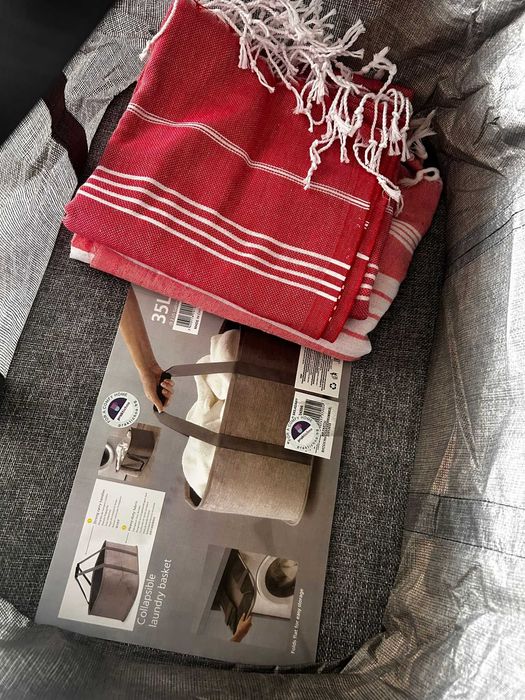 Сгъваема кошница за пране – 35 литра, с плътно дъно и със дълги дръжки