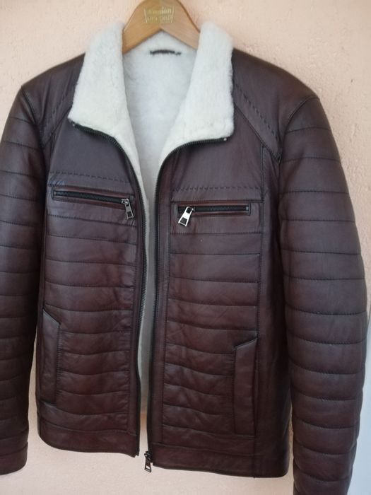 Geaca piele bărbati Azzaro L cu blana