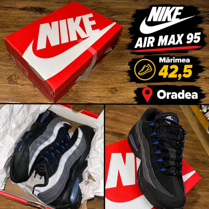 Nike Air Max 95 negri cu gri și albastru – Mărimea 42,5