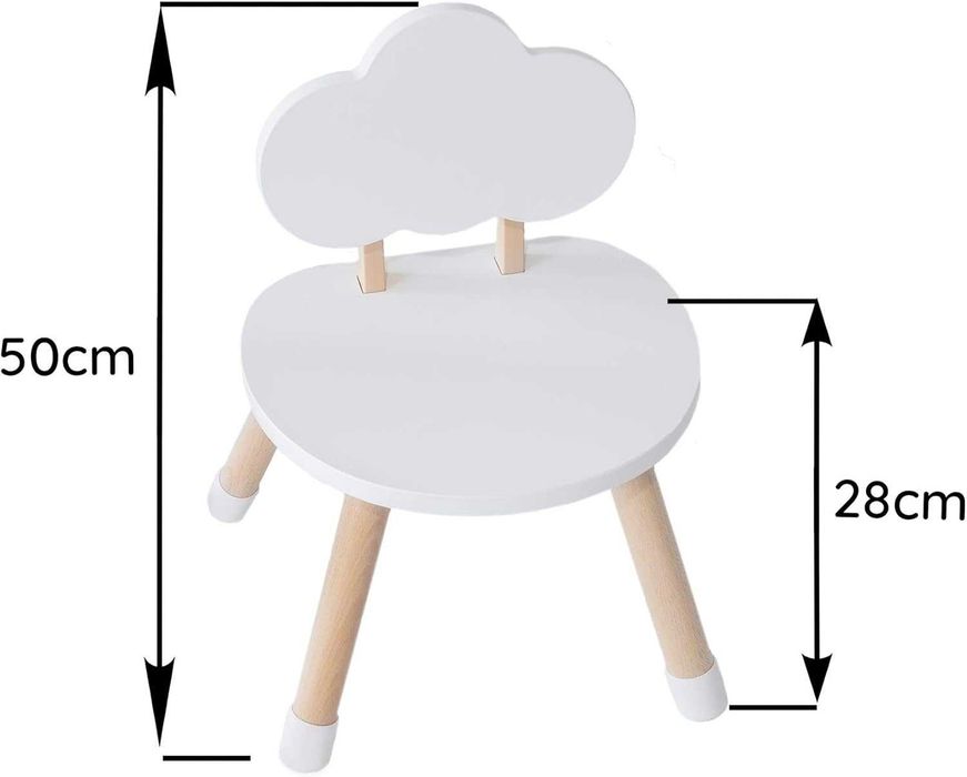 Set masa rotunda si 2 scaune pentru copii, KYWAI, din lemn, Alb