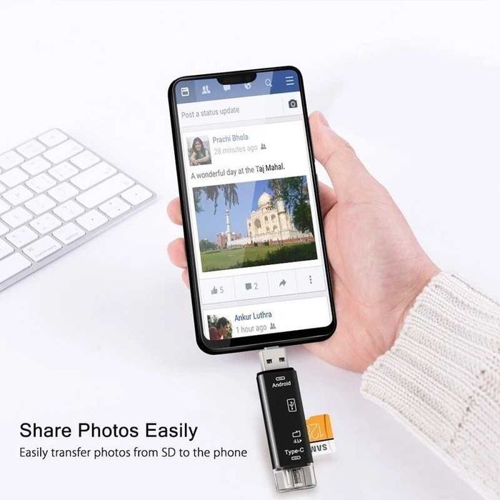 Универсален Четец на карти 5 в 1, USB, Type C, Micro USB, SD TF, OTG