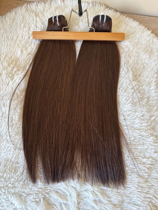 100% Естествена Виетнамска коса – Цвят №4 Кестеняво кафяво.