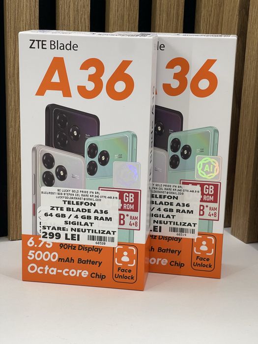 ZTE Blade A36 Nou 64Gb 4Gb ram Garantie / Factura #60320 #60319