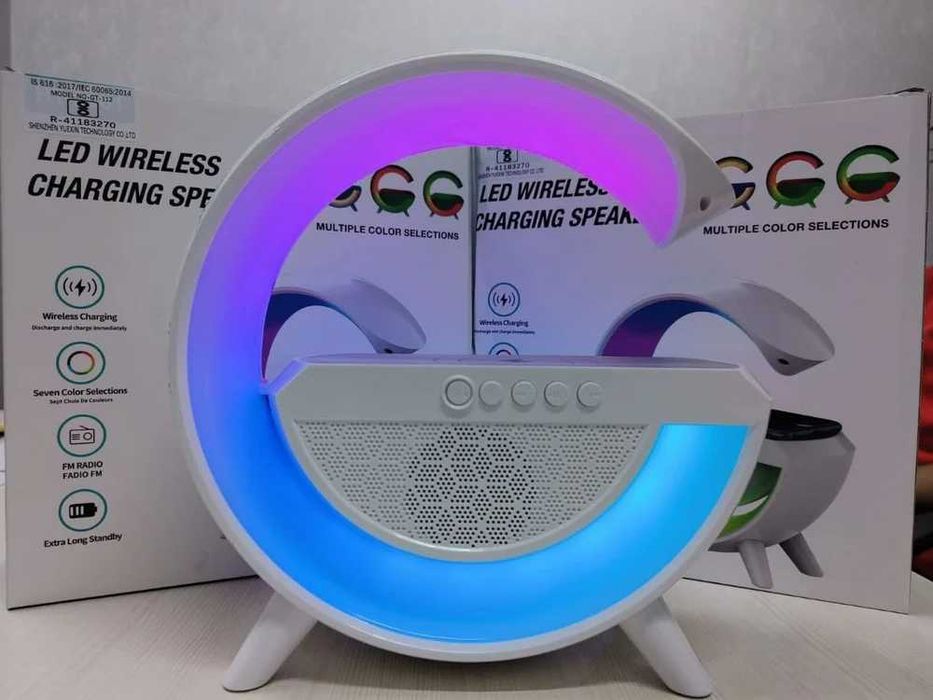 Statie incarcare wireless 3 in 1 cu lampa RGB si boxa bluetooth