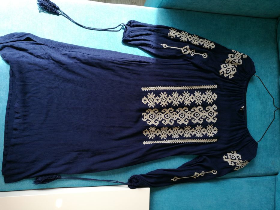 Rochie stil ie, S-M, noua, bleumarin