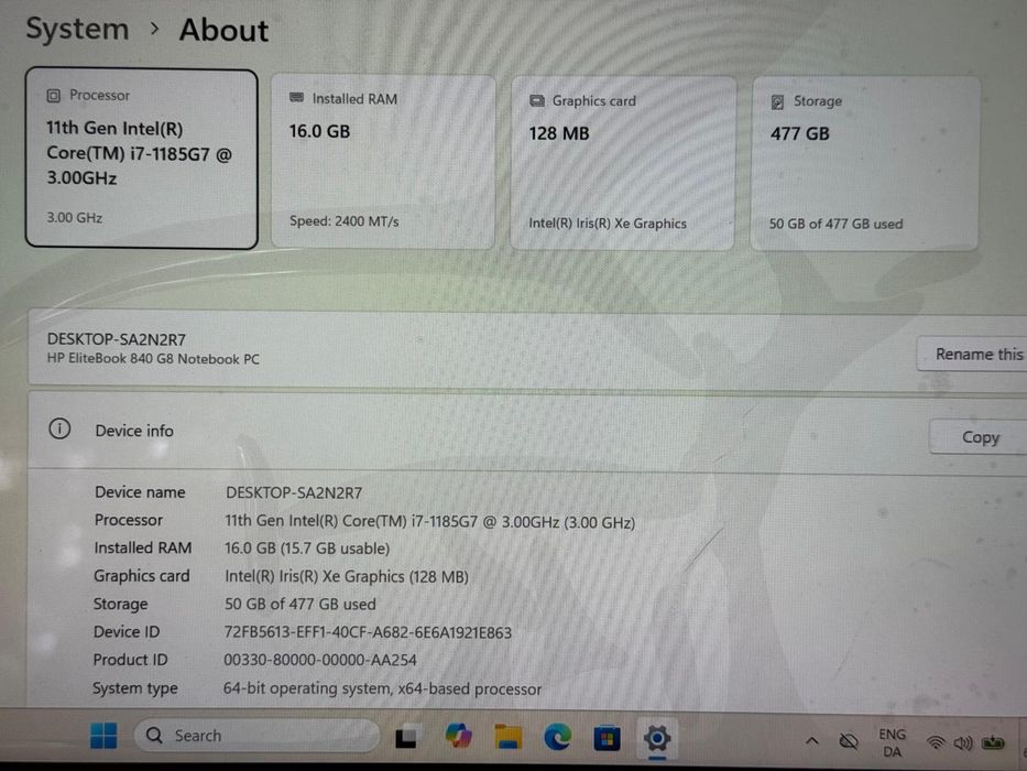 HP Elitebook 840 G8 i7 gen 11 , 16GB , 512GB , Touchscreen , 4G LTE