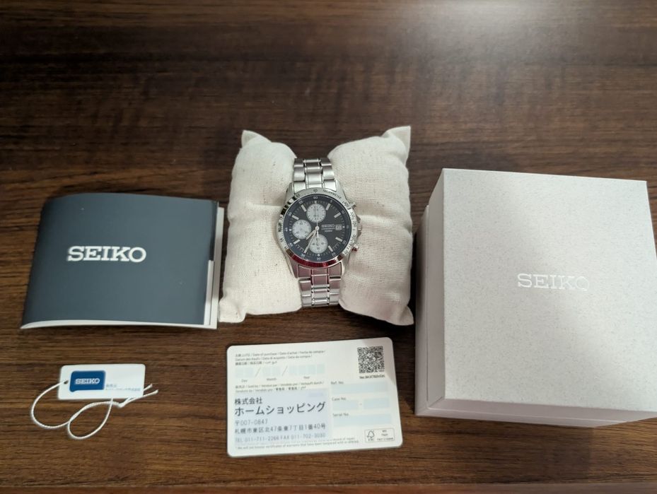 Ceas Barbatesc Seiko Chronograph 100M (SND365PC / Calibru 7T92) - Albastru Inchis, Otel Inoxidabil
