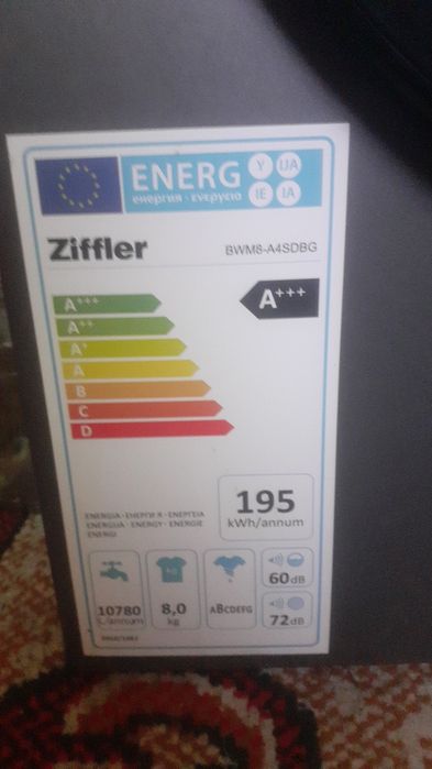 Ziffler avtomat 8kg kir yuvishmashina