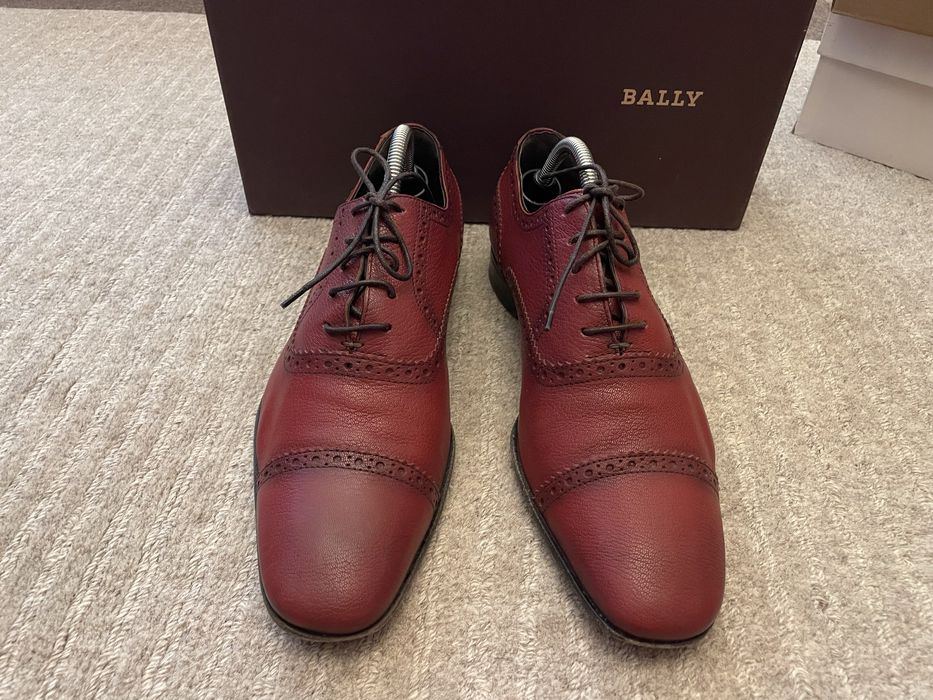 Pantofi Oxford Brogue BALLY piele naturală – Burgundy / Vișiniu