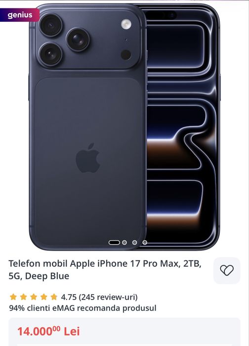 Vand iPhone 17 Pro Max 2TB NOU