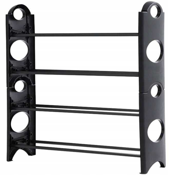 Етажерка за обувки на 4 нива, 12 чифта, черна