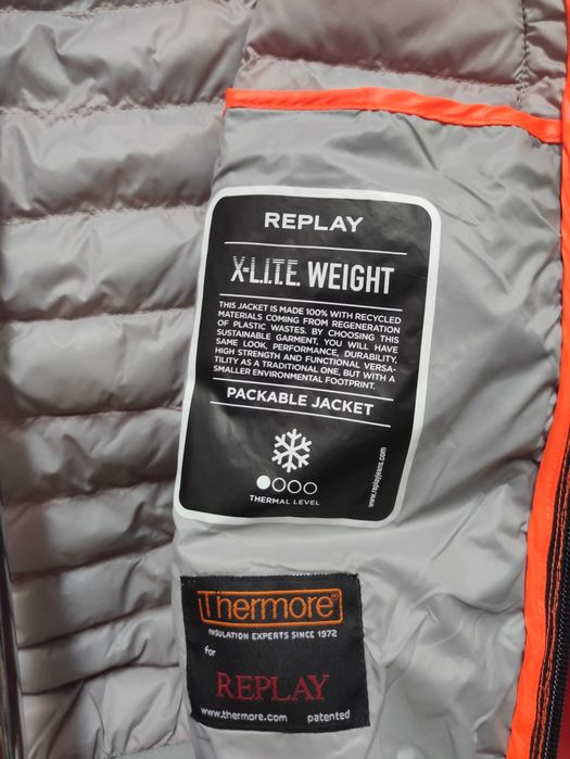 Оригинална водоустойчива грейка Replay S мъжка елек реплей оранжева