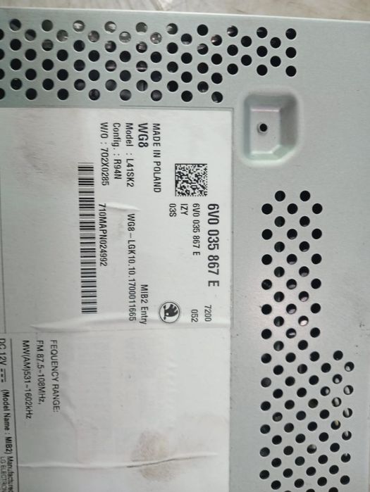 Radio cd player 6v0035867e Skoda Fabia NJ [2014 - 2018] 1.4 tdi CUSB