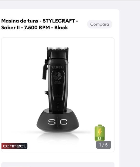 Masina de tuns Stylecraft saber ll blak + alb