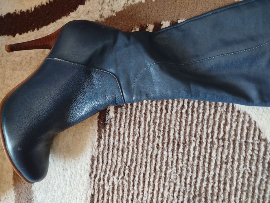 Кожаные сапожки на замке на флисе