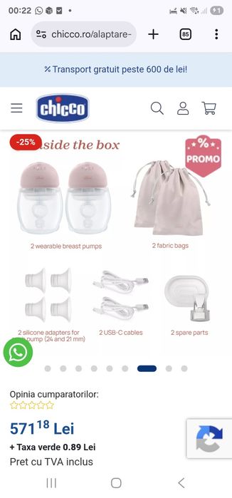 Pompa de san electrica Chicco dubla portabila, hands free