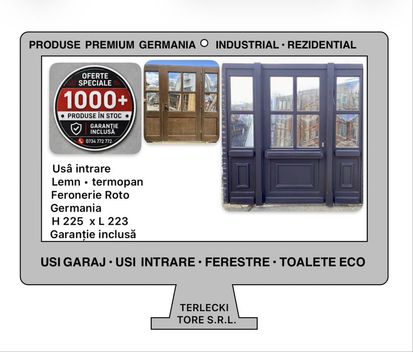 Usa intrare casa lemn termopan H 225 x L 233 Germania