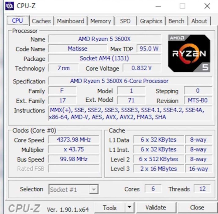 Procesor AMD Ryzen 5 3600X 6 CORES  12 THREADS AM4 SOCKET