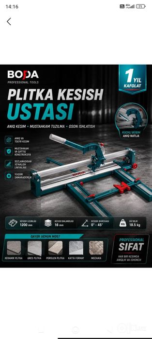 BODA brendidan 100% Orginal 1200 mm Professional Plitka Kesish Uskunas