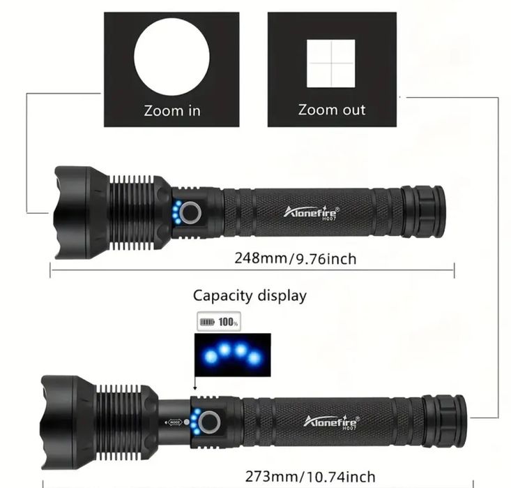 2 Baterii de 3000incluse Lanterna LED 4000lumeni 500metri Profesionala