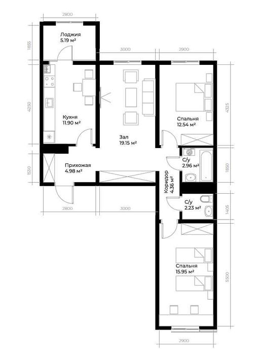 Продажа 3-комнатной квартиры в ЖК «Assalom Bog‘lar», 79,27 м²