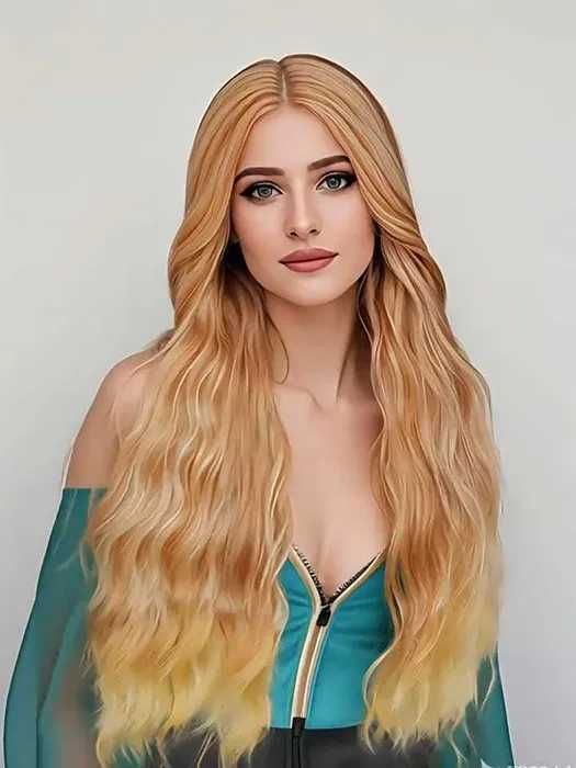 Оранжева къдрева перука с руси краища на път