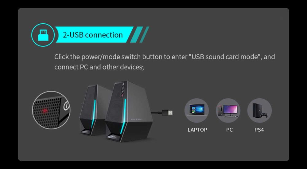 Edifier G1500 игровые колонки 2.0/Bluetooth 5.4/AUX/USB/RGB-подсветка
