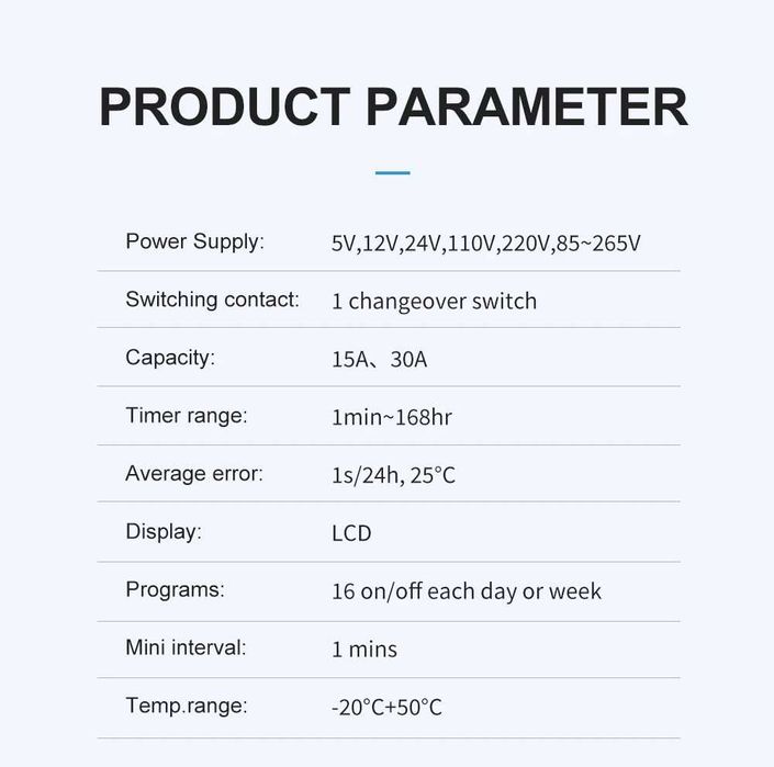 Програмируем седмичен таймер на AC 220V-240V 30А за монтаж на шина