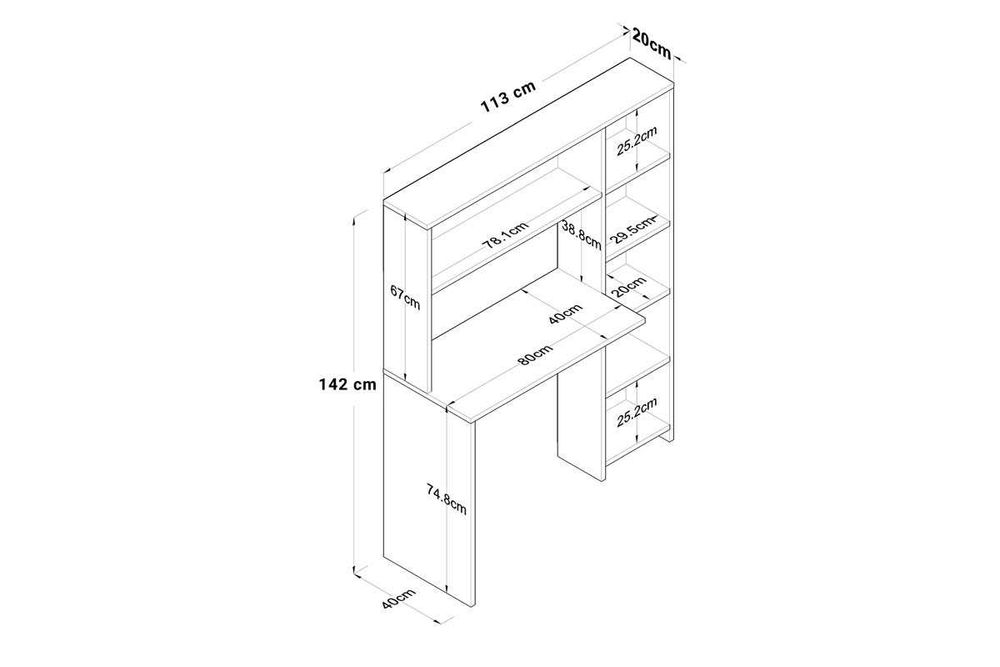 Бюро Puzzle-home 2025, ПДЧ, Сонома или Бял, 113x40x142cm, ПРОМО!