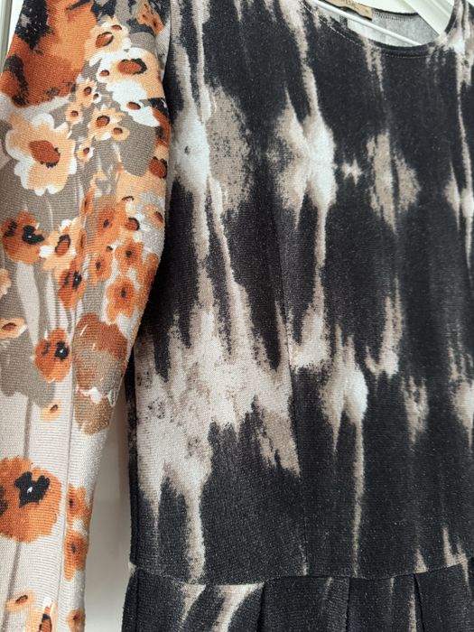 Rochie din lana si vascoza cu print