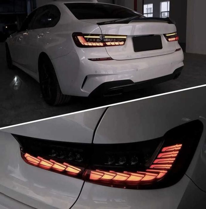 Комплект тунинг LED стопове за BMW серия 3 G20 2019-2022 с опушена основа, с динамичен мигач, с функция "Посрещане"