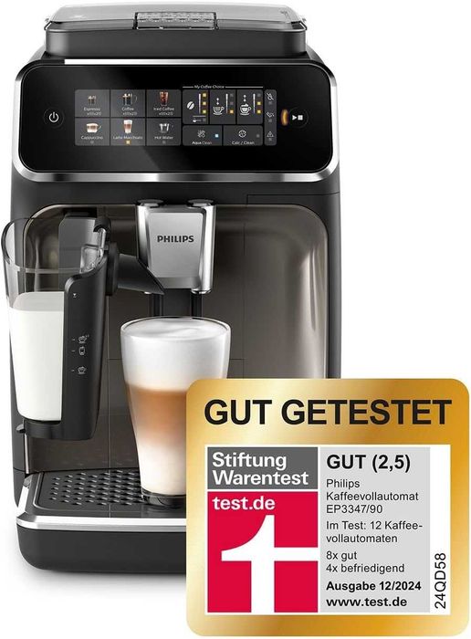 Нова Автоматична Кафемашина Кафеавтомат Philips LatteGo EP3347/90, Серия 3300, 2 години Гаранция, Керамична Мелачка