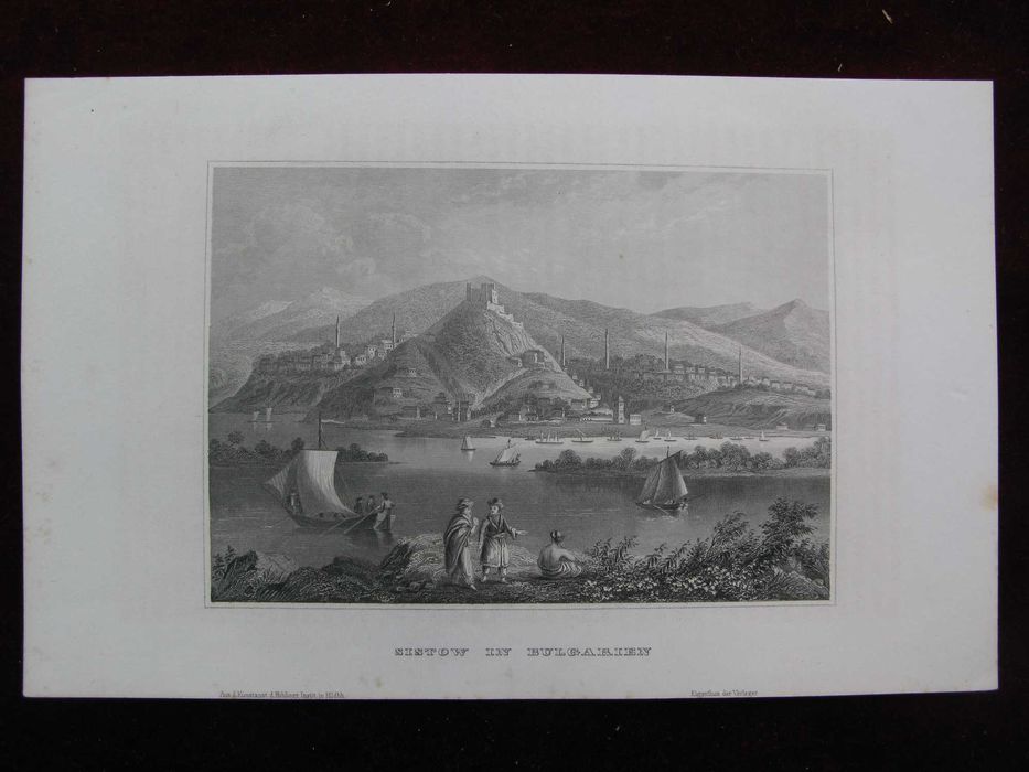 1855 - Стара Гравюра Свищов България Оригинал