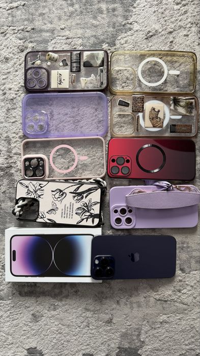 iPhone 14 Pro Max 256GB Deep Purple – Impecabil + 8 Huse