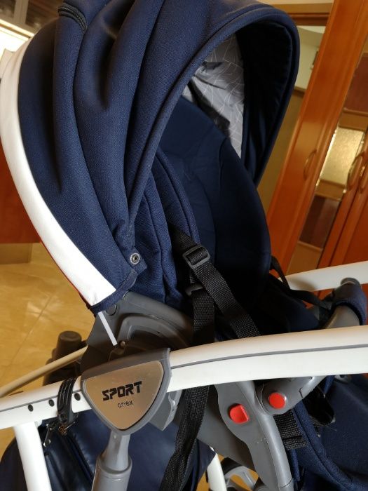 Anex Sport Deep Sea, Blue, White Eco Leather 2017 детска количка 2in1