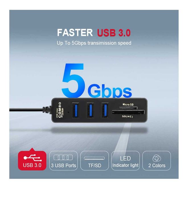 USB 3.0/USB-C расширитель портов 5в1 USB 3.0 + SD/TF для TV, Video