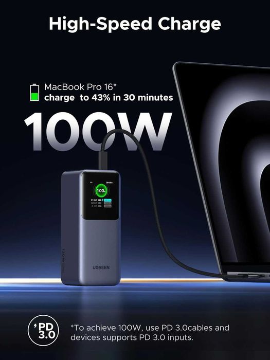 Портативный аккумулятор UGREEN Nexode Power Bank 20000mAh 130W