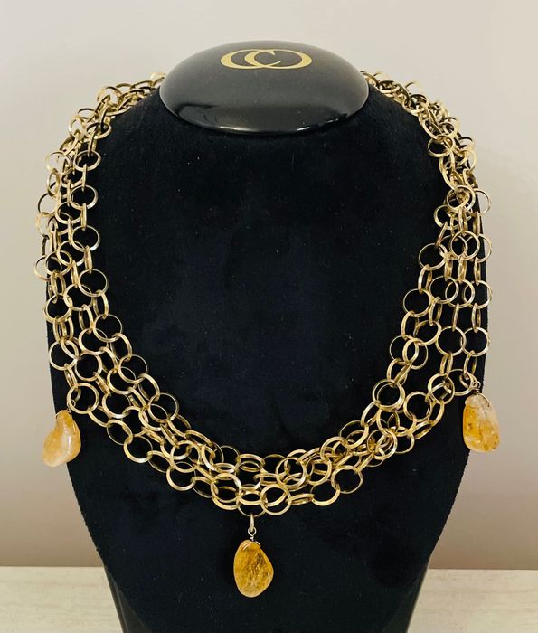 4-редно колие от позлатено сребро  925,