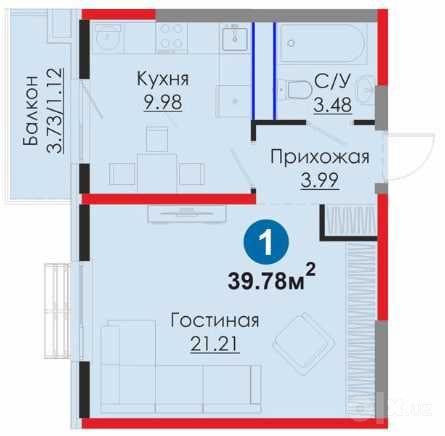 1 комнатная, Бизнес класс, Мирабадский район, Ипотека