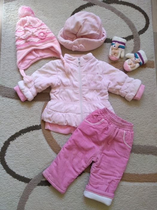 Зимно якенце,джинси и шапки за 12-18м