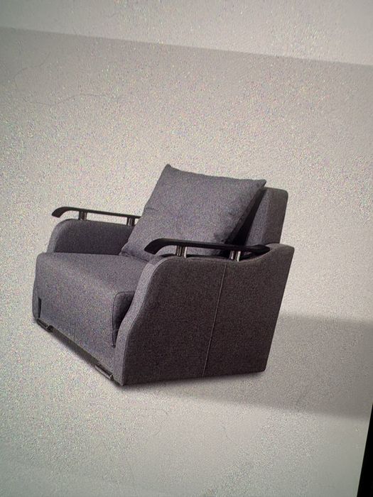 Fotoliu extensibil pat Modena, Iza, spatiu depozitare, perna decorativa, sistem metalic durabil picioare, culoare gri, 85x90x85