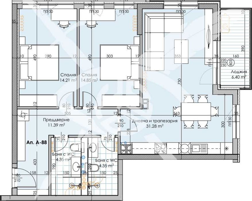 Двустаен апартамент Кършияка  441-15800