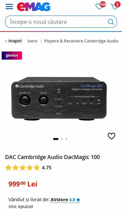 DAC*CAMBRIDGE AUDIO*DacMagic 100*HiFi*Convertor Digital-Analog*(chord