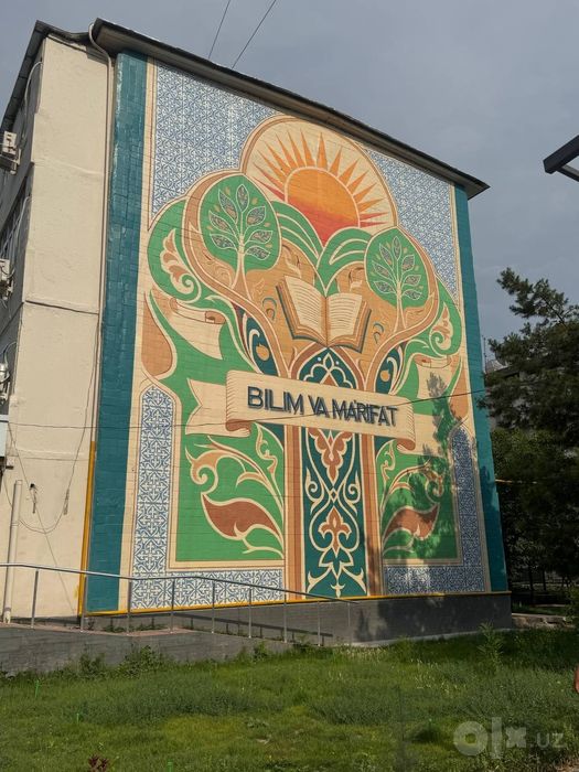 Mural  binolar fasadiga dekorativ rasmlar chizish