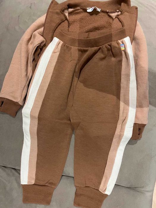 Set cardigan + pantaloni brushed din lână merinos - Mărime 98/104