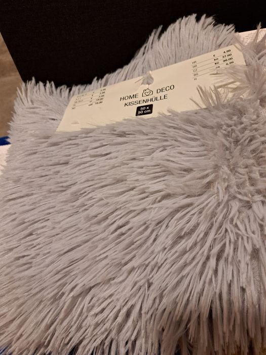 Fata de perna decorativa,gri si manusi din bumbac pentru baie